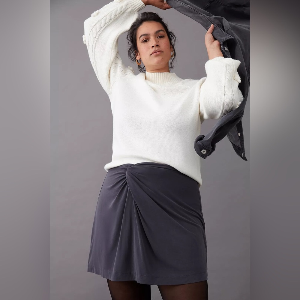 Anthropologie A+ Grey Isobel Mini Skirt with twist waist detail - plus size 1X